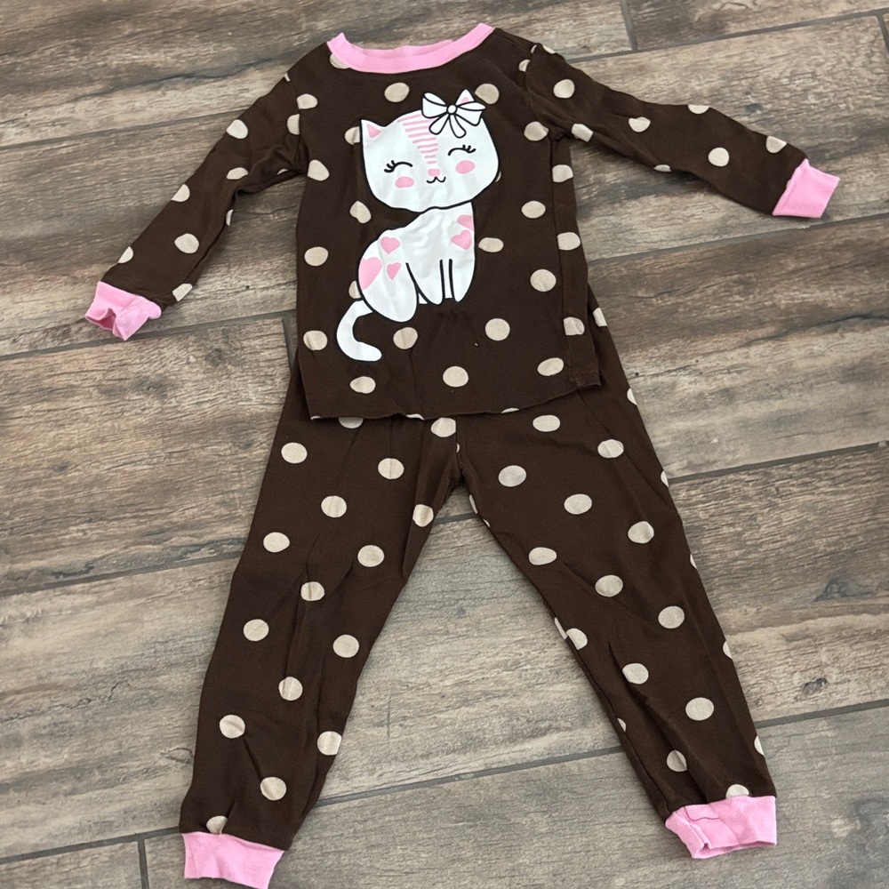 Brown and Pink Polka Dot Kids Pajamas